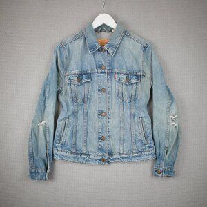 Levis Strauss Womens Denim Jacket Distressed Medium